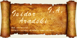 Isidor Aradski vizit kartica